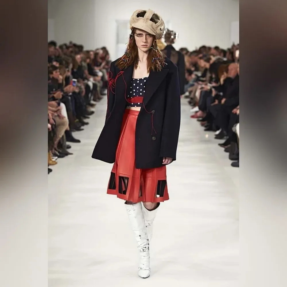 MAISON MARTIN Margiela Runway red leather skirt 4(40) BNWT